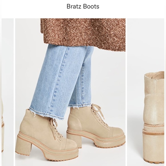 Cult Gaia Cream Suede Bratz Lug Soled Platform Ankle Boots, size 7 - Picture 7 of 11